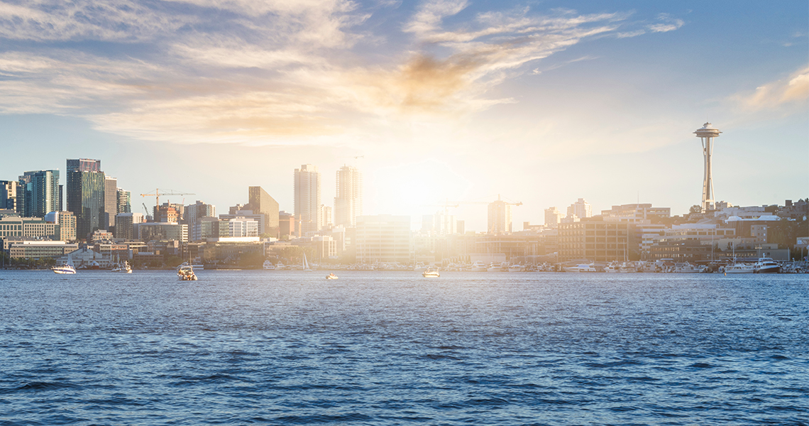 Seattle skyline from lake