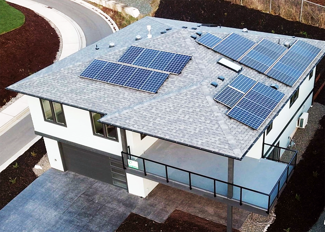 Sterling Builders Built Green 5-Star family home exterior with solar panels