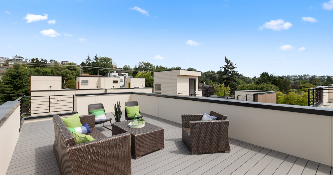 Haberzetle Homes Playful All-Electric 4-Star Townhomes roof deck