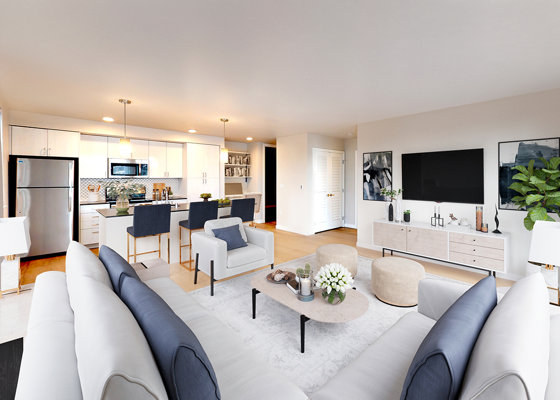 Stream Dexios Built Green 4-Star SLU apartment living room and kitchen